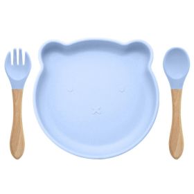 Food Supplement Tableware Set Silicone Spork Baby Products Bear Silicone Tableware (Option: Light purple)