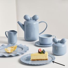 Nordic Ins Color Porcelain Coffee Cup Set (Option: Blue-19cm wave dessert plate)