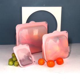 Environmental Protection Silicone Fresh-keeping Bag (Option: Pink-2set)