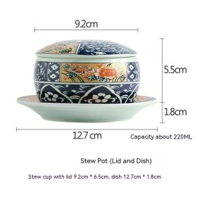 Underglaze Steaming Bowl Ceramic Stew Bowl With Lid High Temperature Resistance (Option: 23Style)