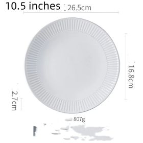 Vintage Ceramic Round Dessert Plate Rice Bowl (Option: White-10.5inches-4PCS)