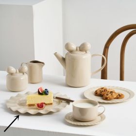 Nordic Ins Color Porcelain Coffee Cup Set (Option: Beige-23cm wave dessert plate)