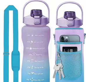 Outdoor Portable Travel With Scale Transparent Water Bottle Cup Set (Option: Purple-Set-2000ML)