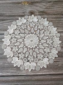 Round Dining Table Cushion Coaster Plate Cloth Coasters Korean European Lace (Option: White-Diameter 36cm Hydrangea)
